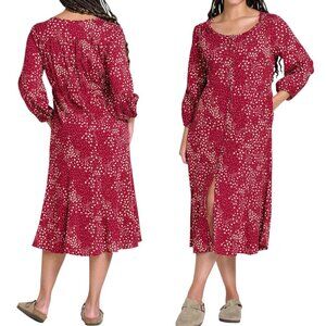 Toad&Co Berry Print Manzana Paneled Midi Long Sleeve Dress Women's Size XL